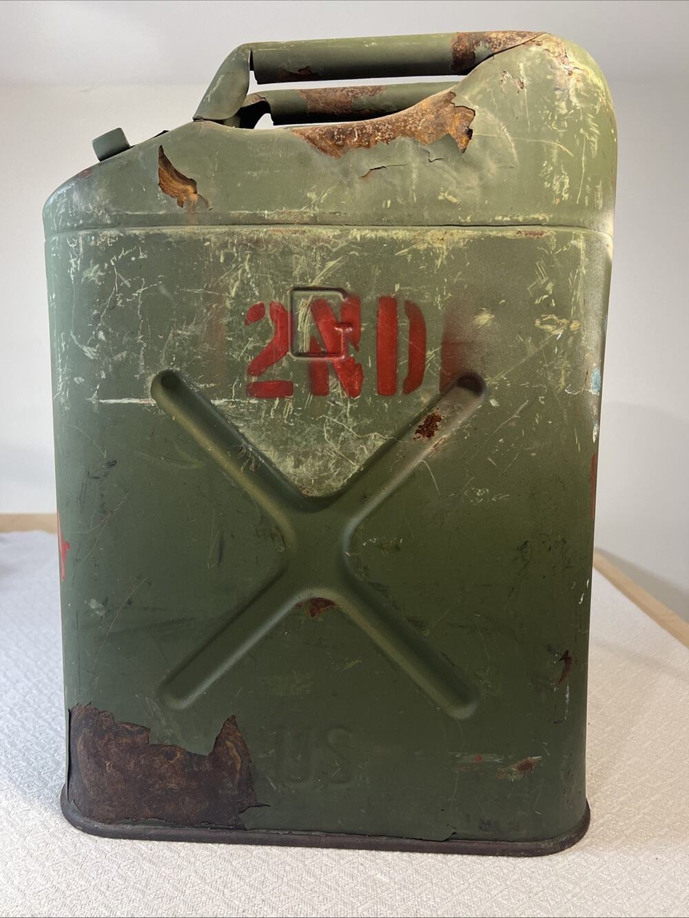 Vintage US Military 5 Gallon Steel Jerry Can USMC 2nd Platoon